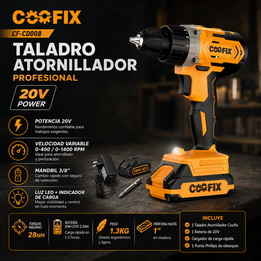 TALADRO DE IMPACTO INALAMBRICO COOFIX + ENVÍO GRATIS
