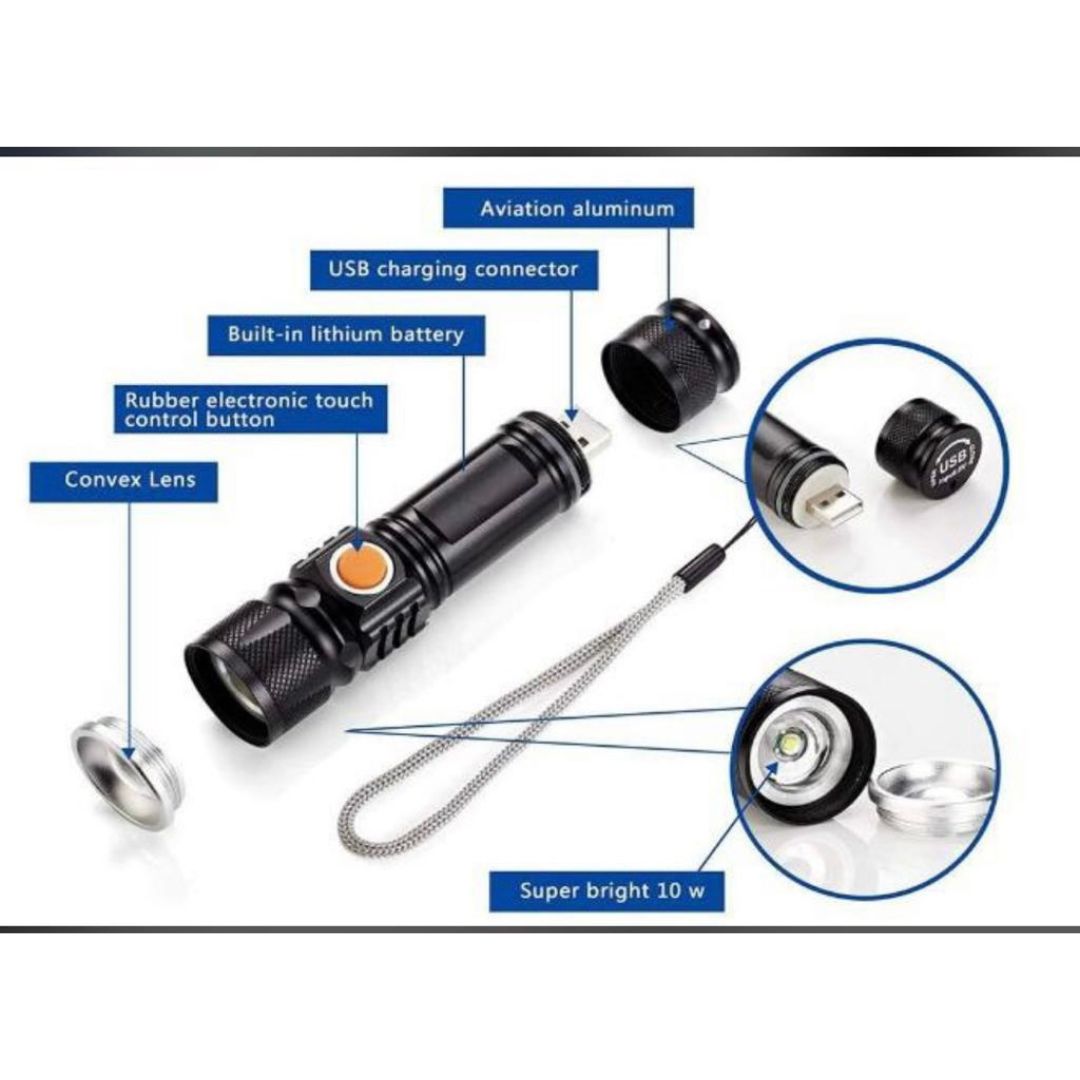LINTERNA USB METíLICA