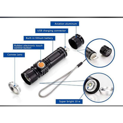 LINTERNA USB METíLICA