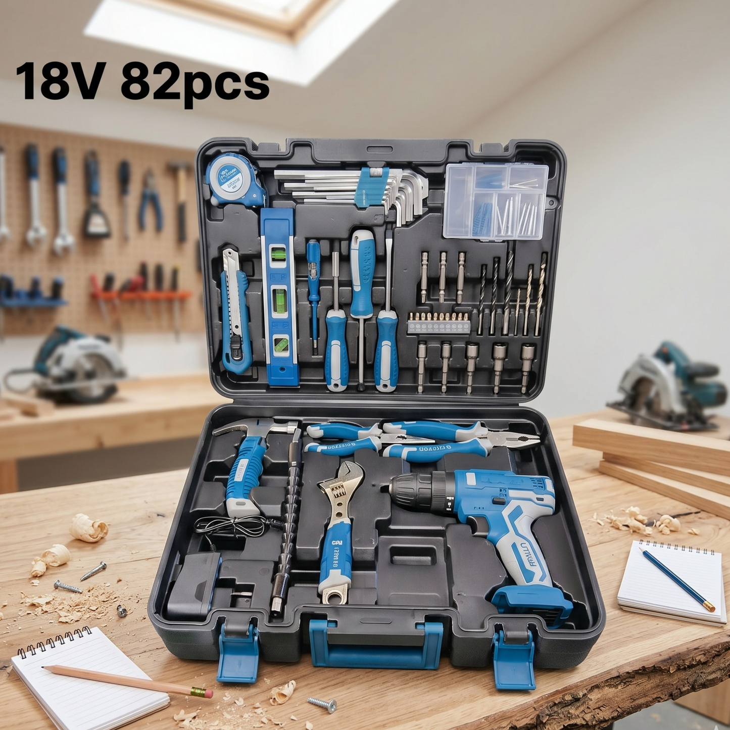 SET HERRAMIENTAS 18V 82PCS