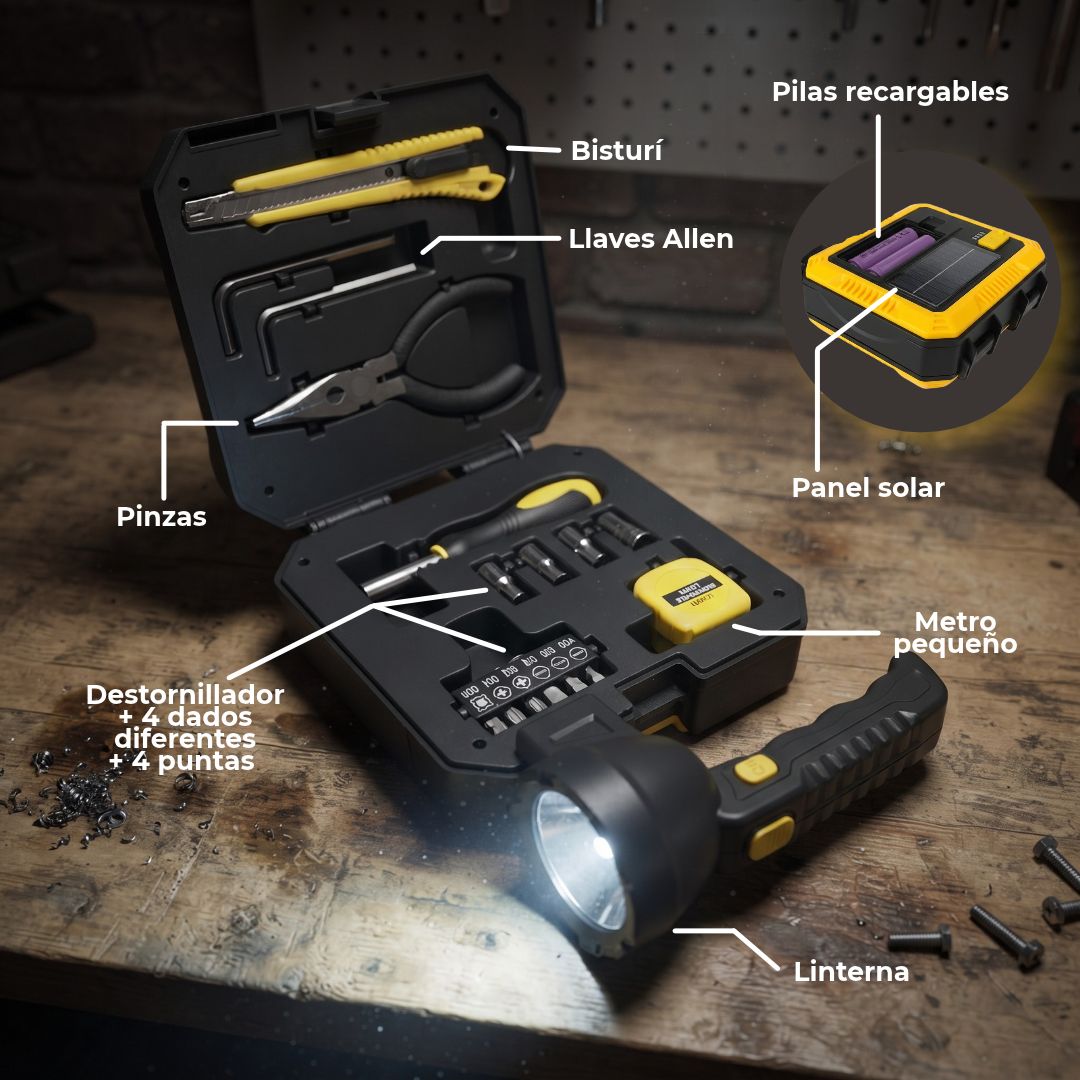 LÁMPARA SOLAR KIT DE HERRAMIENTA + ENVÍO GRATIS
