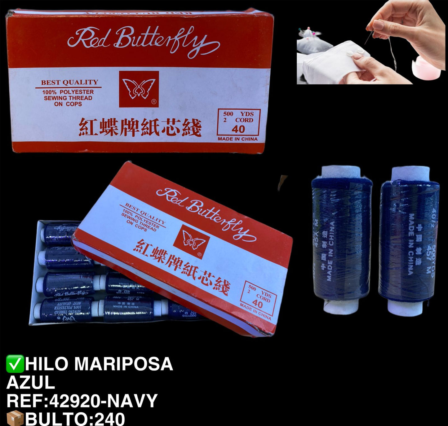 HILO MARIPOSA AZUL OSCURO