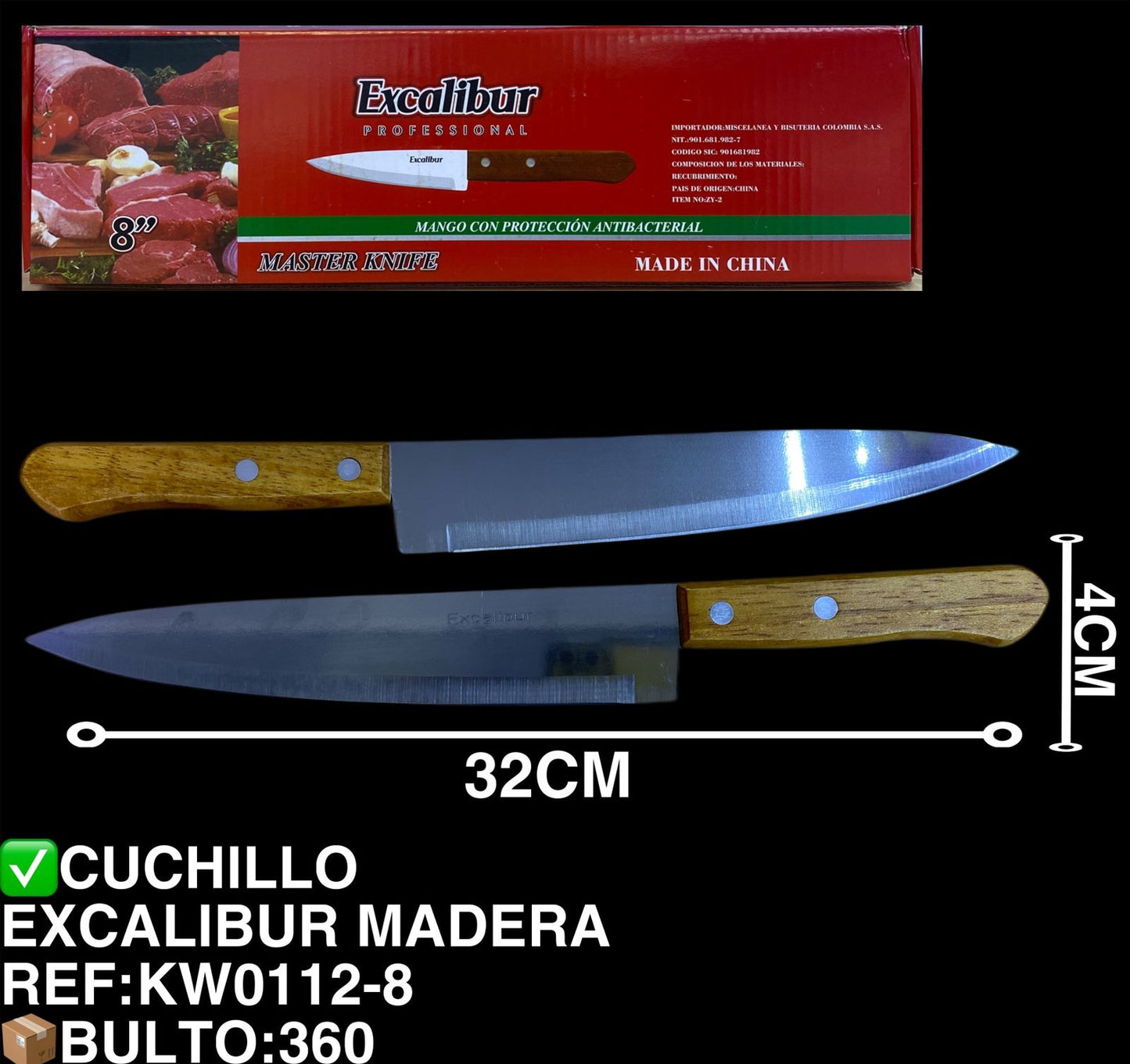CUCHILLO EXCALIBUR MADERA 8"