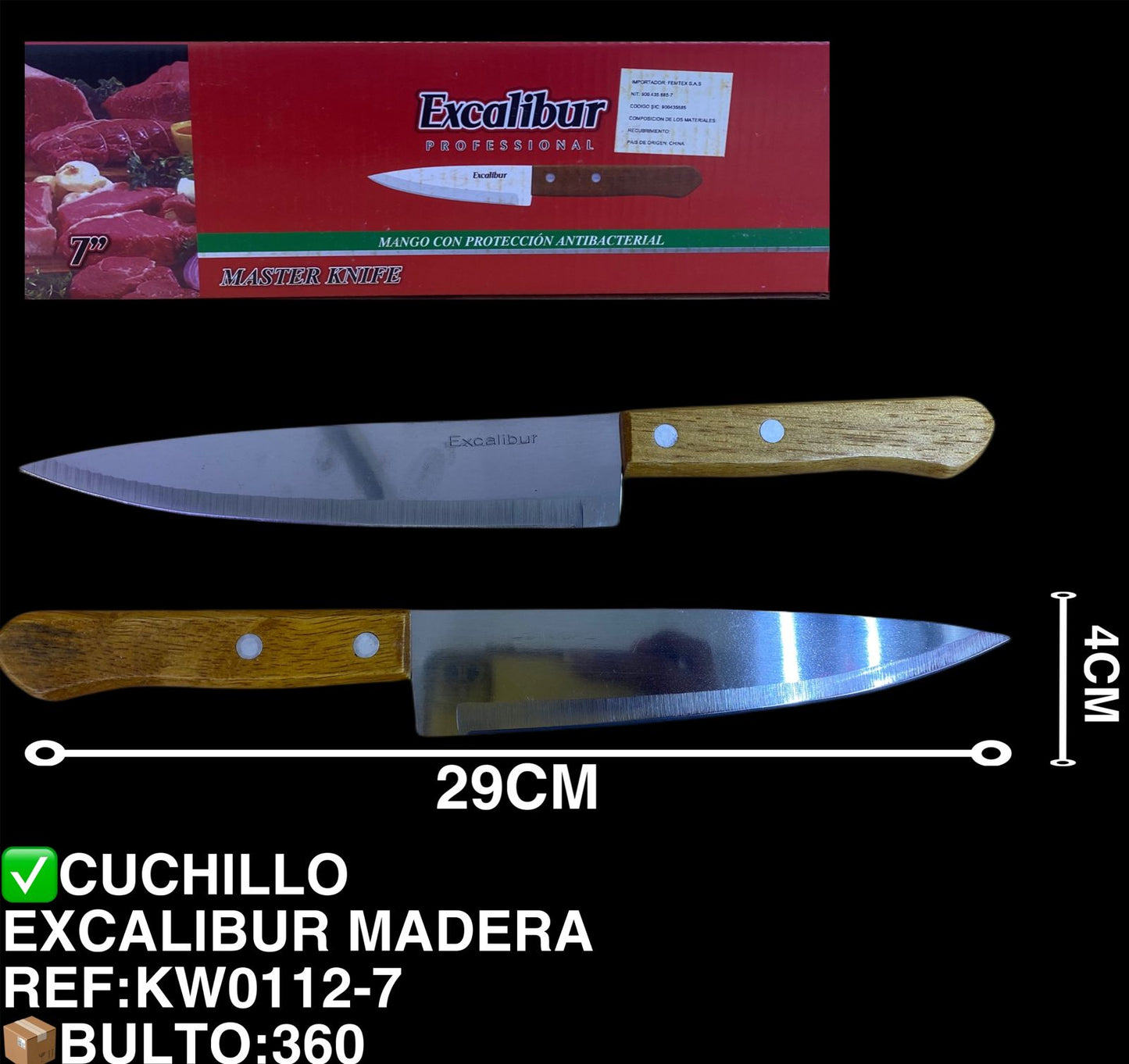 CUCHILLO EXCALIBUR MADERA 7"