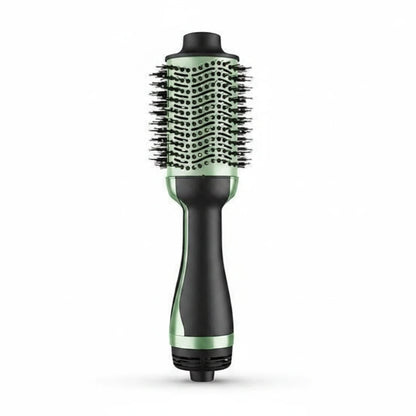 Cepillo secador eléctrico Aleko.com.co en color verde aguacate con cerdas negras para peinar y secar el cabello