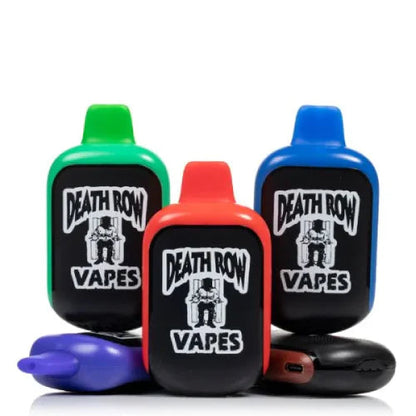 Dispositivos de vapeo desechables Death Row Vapes de Aleko.com.co en varios colores vibrantes y diseño compacto.