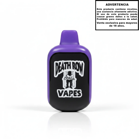 Vapeador desechable Aleko.com.co Death Row 5000PF de color morado con diseño ergonómico y compacto