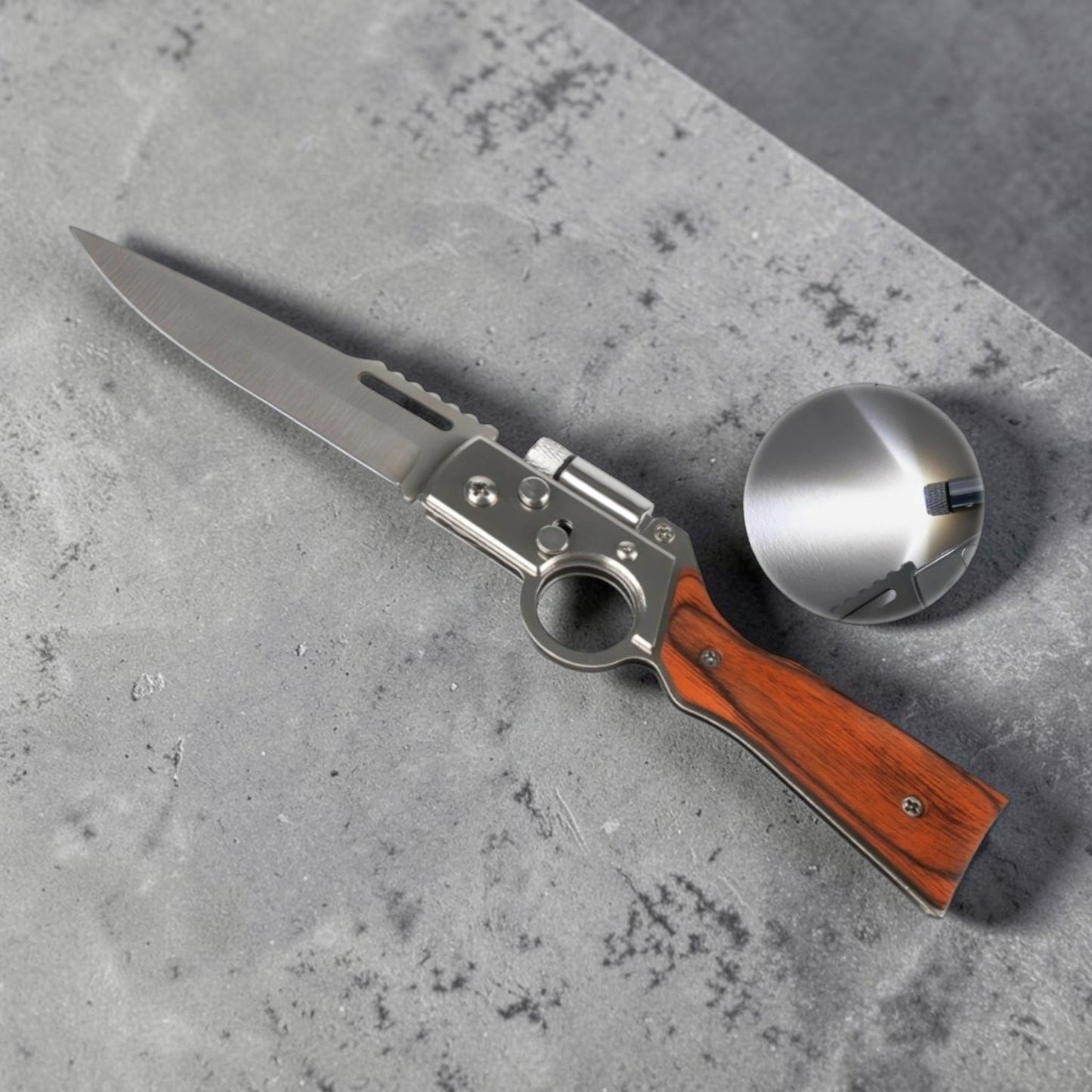 NAVAJA MADERA CON LINTERNA 21CM